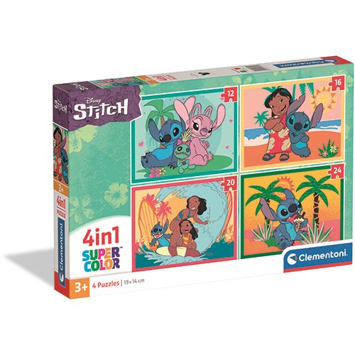 Puzzle Super Color 4 em 1: Disney Stitch - Clementoni
