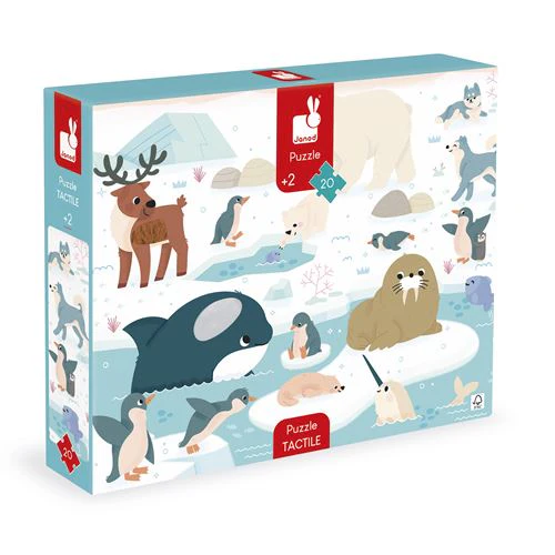 Puzzle Tátil Animais Polares - 20 Peças - Janod