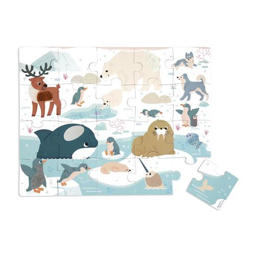 Puzzle Tátil Animais Polares - 20 Peças - Janod - Image 2