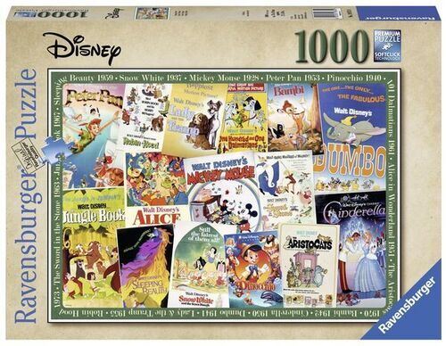 Puzzle Disney: Posters dos Filmes Clássicos da Disney - 1000 Peças - Ravensburger
