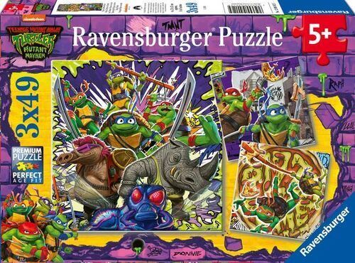 Puzzle Tartarugas Ninja: Mutant Mayhen - 3x49 Peças - Ravensburger