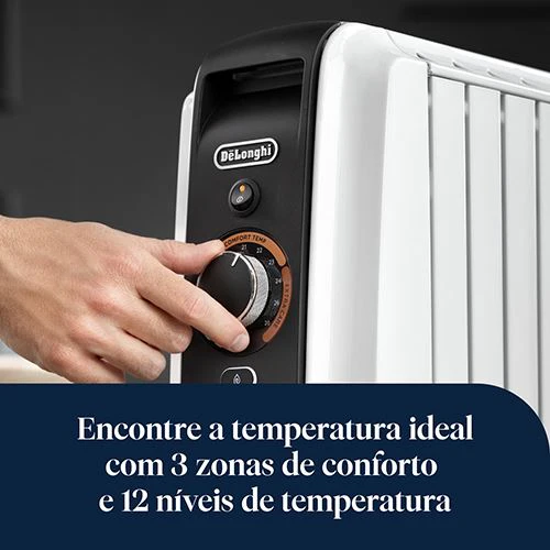 Radiador a Óleo Delonghi TRD51025 | 2500 W | 10 Elementos | Preto e Branco - Image 3