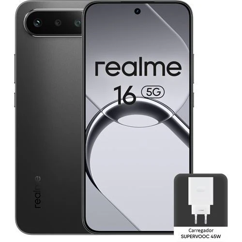 realme 16 5G - 256GB - Black Cloud + Carregador 45W