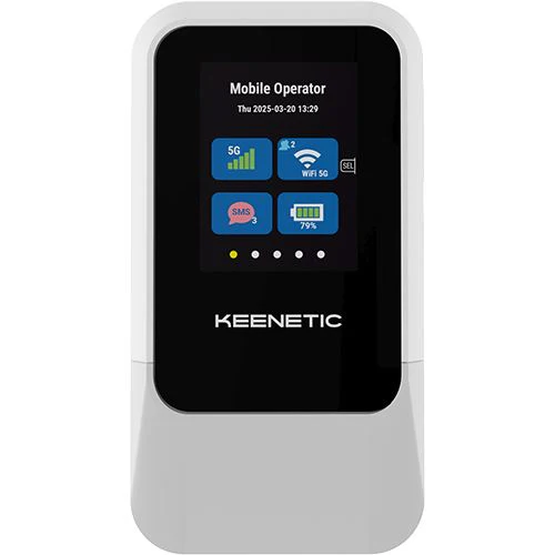 Router Keenetic Roamer 5G (KN-5210) 5G Hotspot com Wi-Fi 6 | Branco | Cinzento