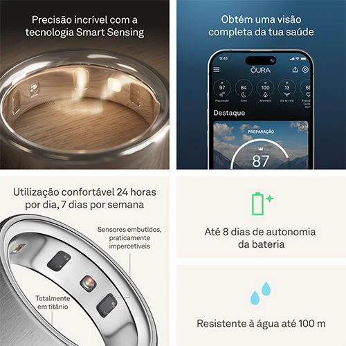 Smart Ring Oura Ring4 - Brushed Silver - Tamanho 6 - Image 7