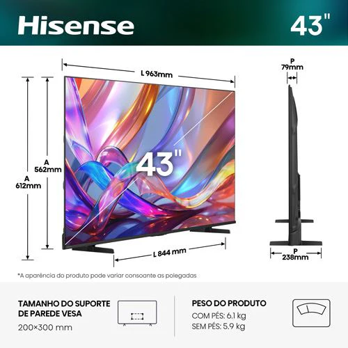 Smart TV Hisense 43" QLED UHD 4K 43E7S - 109cm - Image 2