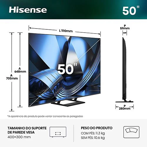 Smart TV Hisense 50" Mini LED Hi-QLED UHD 4K 50U7SE - 127 cm - Image 2