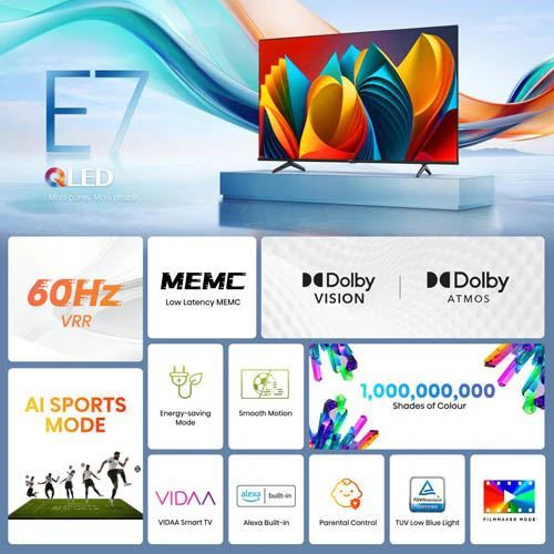 Smart TV Hisense 50" QLED 50E7Nq - 127cm - Outlet - Grade A - Image 7