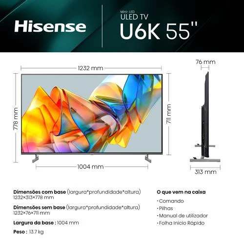 Smart TV Hisense 55" Mini LED UHD 4K 55U6Kq - 140cm - Outlet - Grade A - Image 10