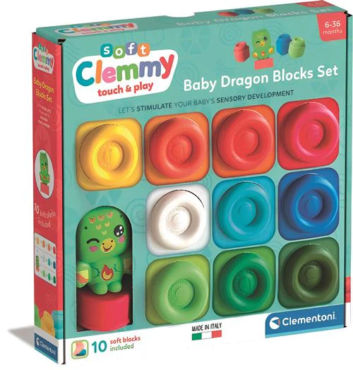 Soft Clemmy Touch & Play: Dragão com 10 Blocos - Clementoni