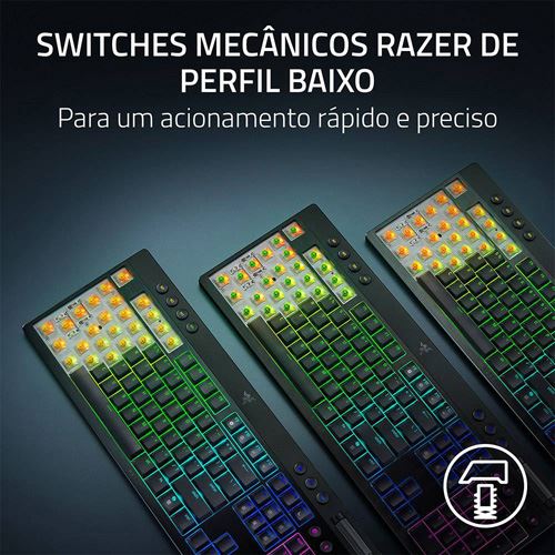 Teclado Gaming Mecânico Razer BlackWidow V4 Low-Profile HyperSpeed Wireless/Bluetooth - Orange Switches - Layout US - Preto - Image 2