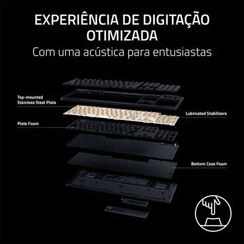 Teclado Gaming Mecânico Razer BlackWidow V4 Low-Profile HyperSpeed Wireless/Bluetooth - Yellow Switches - Layout US - Preto - Image 6