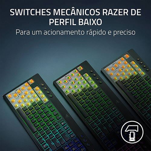 Teclado Gaming Mecânico Razer BlackWidow V4 Low-Profile Tenkeyless HyperSpeed Wireless/Bluetooth - Yellow Switches - Layout US - Preto - Image 2