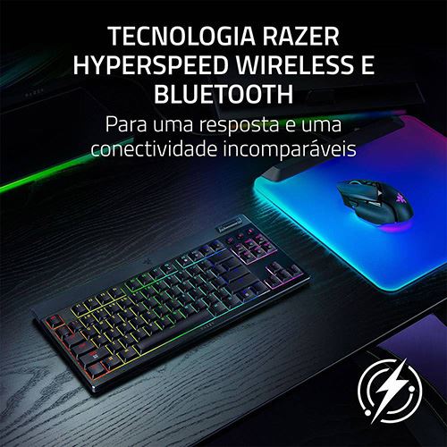 Teclado Gaming Mecânico Razer BlackWidow V4 Low-Profile Tenkeyless HyperSpeed Wireless/Bluetooth - Yellow Switches - Layout US - Preto - Image 3
