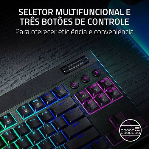 Teclado Gaming Mecânico Razer BlackWidow V4 Low-Profile Tenkeyless HyperSpeed Wireless/Bluetooth - Yellow Switches - Layout US - Preto - Image 4