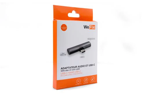Adaptador de Áudio Wefix USB-C / Jack 3.5 mm - Preto